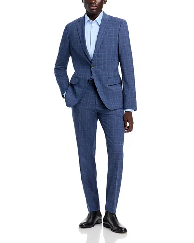 Hugo Boss Slim Fit Plaid Suit In Navy