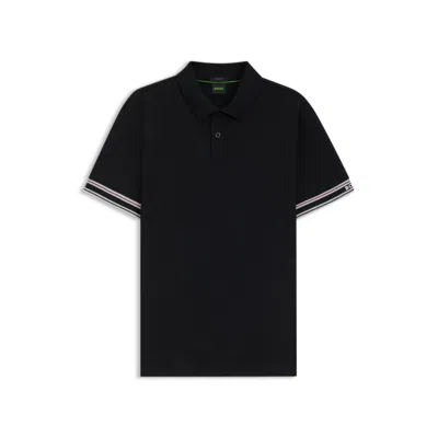 HUGO BOSS SLIM-FIT POLO SHIRT IN COTTON WITH STRIPED COLLAR