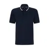 Hugo Boss Slim-fit Polo Shirt In Cotton With Striped Collar In Blue