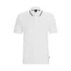 Hugo Boss Slim-fit Polo Shirt In Cotton With Striped Collar In White