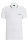 Hugo Boss Boss X Matteo Berrettini Slim-fit Polo Shirt In Engineered Jacquard Jersey In White