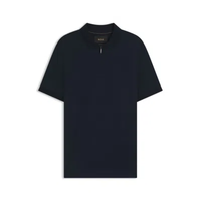 Hugo Boss Slim-fit Polo Shirt In Mercerized-cotton Jacquard In Blue
