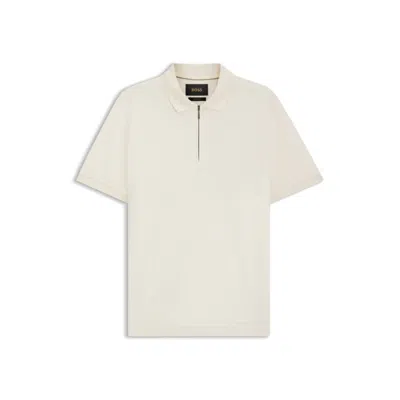 Hugo Boss Slim-fit Polo Shirt In Mercerized-cotton Jacquard In Gray