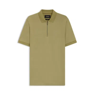 Hugo Boss Slim-fit Polo Shirt In Mercerized-cotton Jacquard In Green