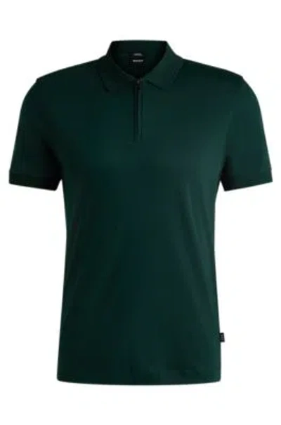 Hugo Boss Slim-fit Polo Shirt In Mercerized Cotton In Light Green