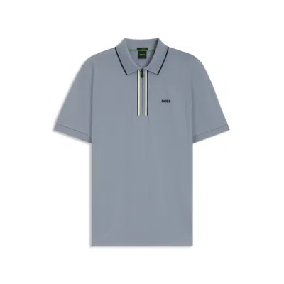 Hugo Boss Slim-fit Polo Shirt In Quick-dry Stretch Cotton In Blue