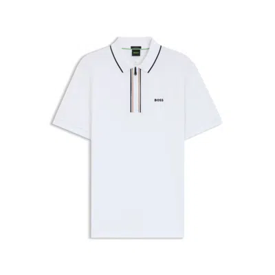 Hugo Boss Slim-fit Polo Shirt In Quick-dry Stretch Cotton In White