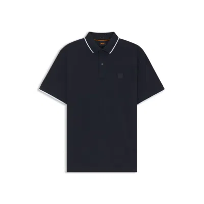 Hugo Boss Slim-fit Polo Shirt In Stretch-cotton Piqué In Blue