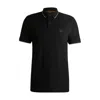 Hugo Boss Black Solid Shirt Collar Polo In Black