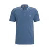 Hugo Boss Stretch-cotton Slim-fit Polo Shirt With Logo Patch In Light Blue