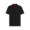 Hugo Boss Slim-fit Polo Shirt With Red Logo Label In Black