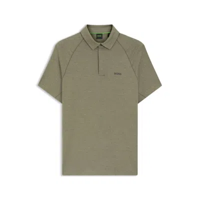 Hugo Boss Slim-fit Polo Shirt With Temperature-regulating Performance In Green