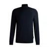 Hugo Boss Slim-fit Rollneck Sweater In Merino Wool In Blue