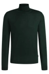 Hugo Boss Slim-fit Rollneck Sweater In Virgin Wool In Green