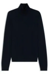 Hugo Boss Slim-fit Rollneck Sweater In Wool In Dark Blue