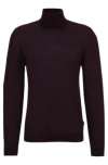 Hugo Boss Slim-fit Rollneck Sweater In Wool In Dark Red