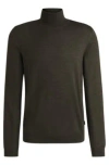 Hugo Boss Slim-fit Rollneck Sweater In Wool In Light Green