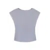 Hugo Boss Slim-fit Satin Blouse With Draped Neckline In Gray