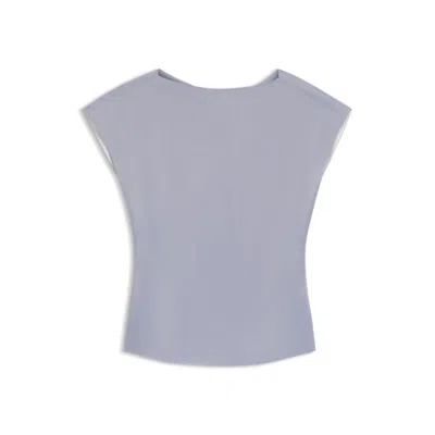 Hugo Boss Slim-fit Satin Blouse With Draped Neckline In Gray