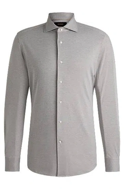 Hugo Boss Slim-fit Shirt In A Stretch-cotton Blend In Green