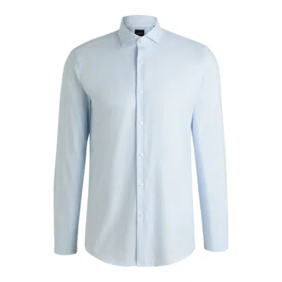 Hugo Boss Slim-fit Shirt In A Structured Cotton Blend In Blue