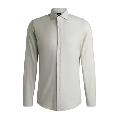 Hugo Boss Slim-fit Shirt In A Structured Cotton Blend In Green