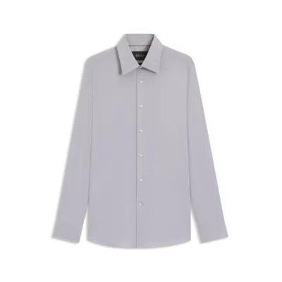 Hugo Boss Slim-fit Shirt In An Italian Cotton In Gray