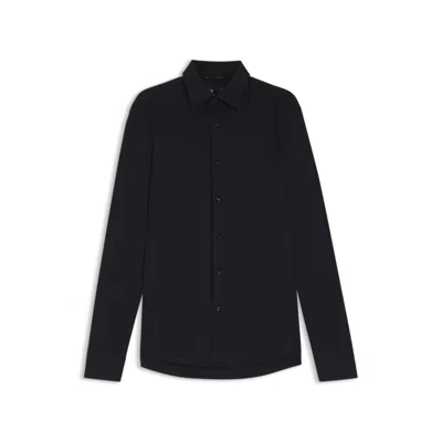 Hugo Boss Slim-fit Shirt In Brushed Stretch Flannel In Black