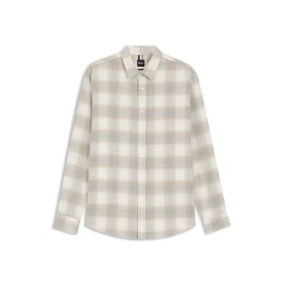 Hugo Boss Slim-fit Shirt In Checked Cotton Flannel In Multi