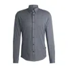 Hugo Boss Slim-fit Shirt In Cotton Jacquard In Blue