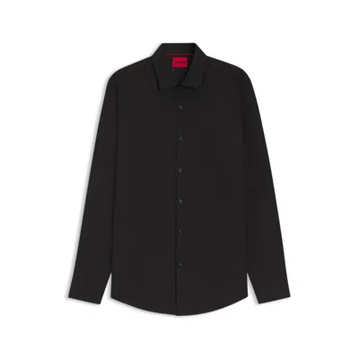 Hugo Boss Oversize-fit Shirt In Cotton Twill With Patch Pockets In Black