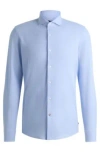 Hugo Boss Slim-fit Shirt In Cotton-piqu Jersey In Light Blue