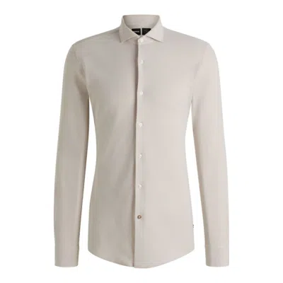 HUGO BOSS SLIM-FIT SHIRT IN COTTON-PIQUÉ JERSEY