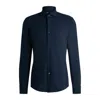 Hugo Boss Slim-fit Shirt In Cotton-piqué Jersey In Blue