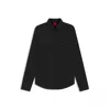 Hugo Boss Slim-fit Shirt In Cotton Poplin With Logo Stripe In Black
