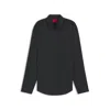Hugo Boss Slim-fit Shirt In Cotton Poplin With Logo Stripe In Black