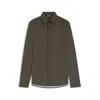 Hugo Boss Slim-fit Shirt In Cotton With Monogram Print In Green