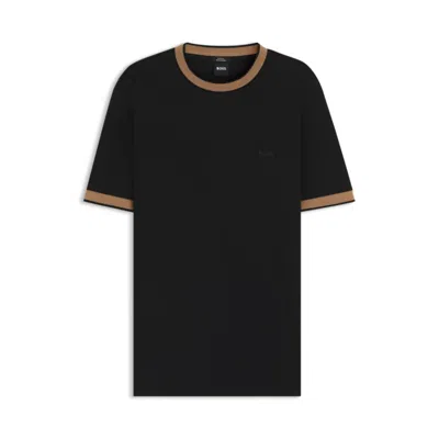 Hugo Boss Slim-fit Shirt In Dobby Cotton With Contrast Trims In Black