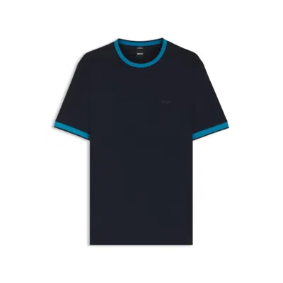 Hugo Boss Slim-fit Shirt In Dobby Cotton With Contrast Trims In Black