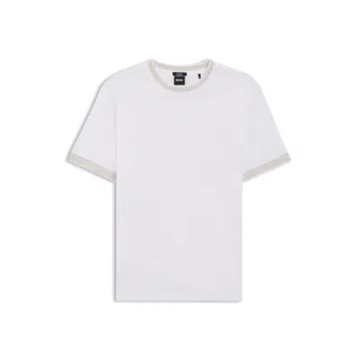 Hugo Boss Slim-fit Shirt In Dobby Cotton With Contrast Trims In White