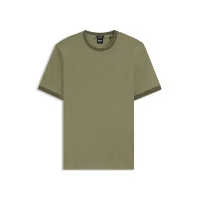 Hugo Boss Slim-fit Shirt In Dobby Cotton With Contrast Trims In Green