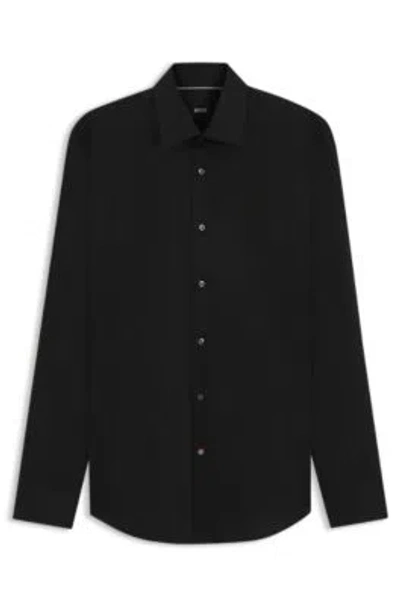 Hugo Boss Slim-fit Shirt In Performance-stretch Cotton-blend Jersey In Black