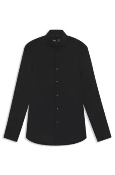 Hugo Boss Boss Men Slim Fit Shirt In Easy-iron Stretch Cotton Poplin In Black