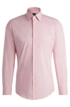 Hugo Boss Slim-fit Shirt In Easy-iron Stretch-cotton Poplin In Light Pink