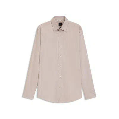 Hugo Boss Slim-fit Shirt In Easy-iron Stretch-cotton Twill In Neutral