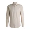 Hugo Boss Slim-fit Shirt In Easy-iron Stretch-cotton Twill In Beige