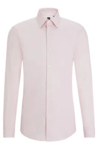 Hugo Boss Slim-fit Shirt In Easy-iron Stretch-cotton Twill In Light Pink