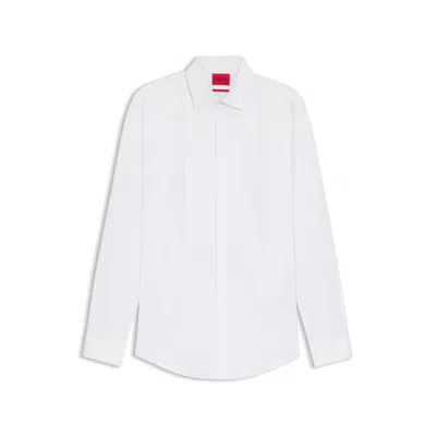 Hugo Boss Slim-fit Shirt In Easy-iron Striped Cotton Poplin In White