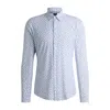 Hugo Boss Slim-fit Shirt In Floral-print Performance-stretch Jersey In Blue