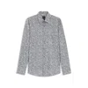 Hugo Boss Slim-fit Shirt In Floral-print Stretch-cotton Poplin In Gray
